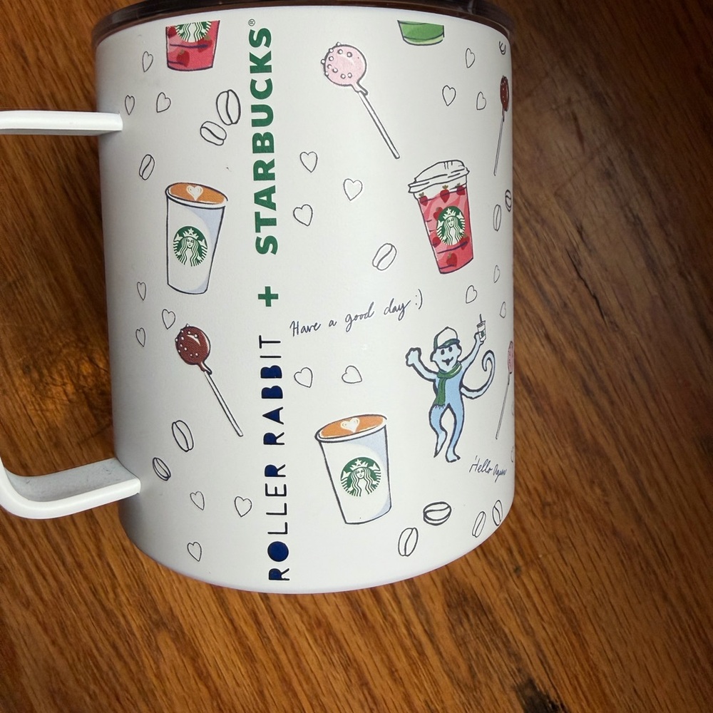 Starbucks Roller Rabbit White Mug with Playful Illustrations
